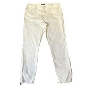 Lauren Ralph Women Pants 12 White Chino Zipper 30" Inseam Mid Rise Straight